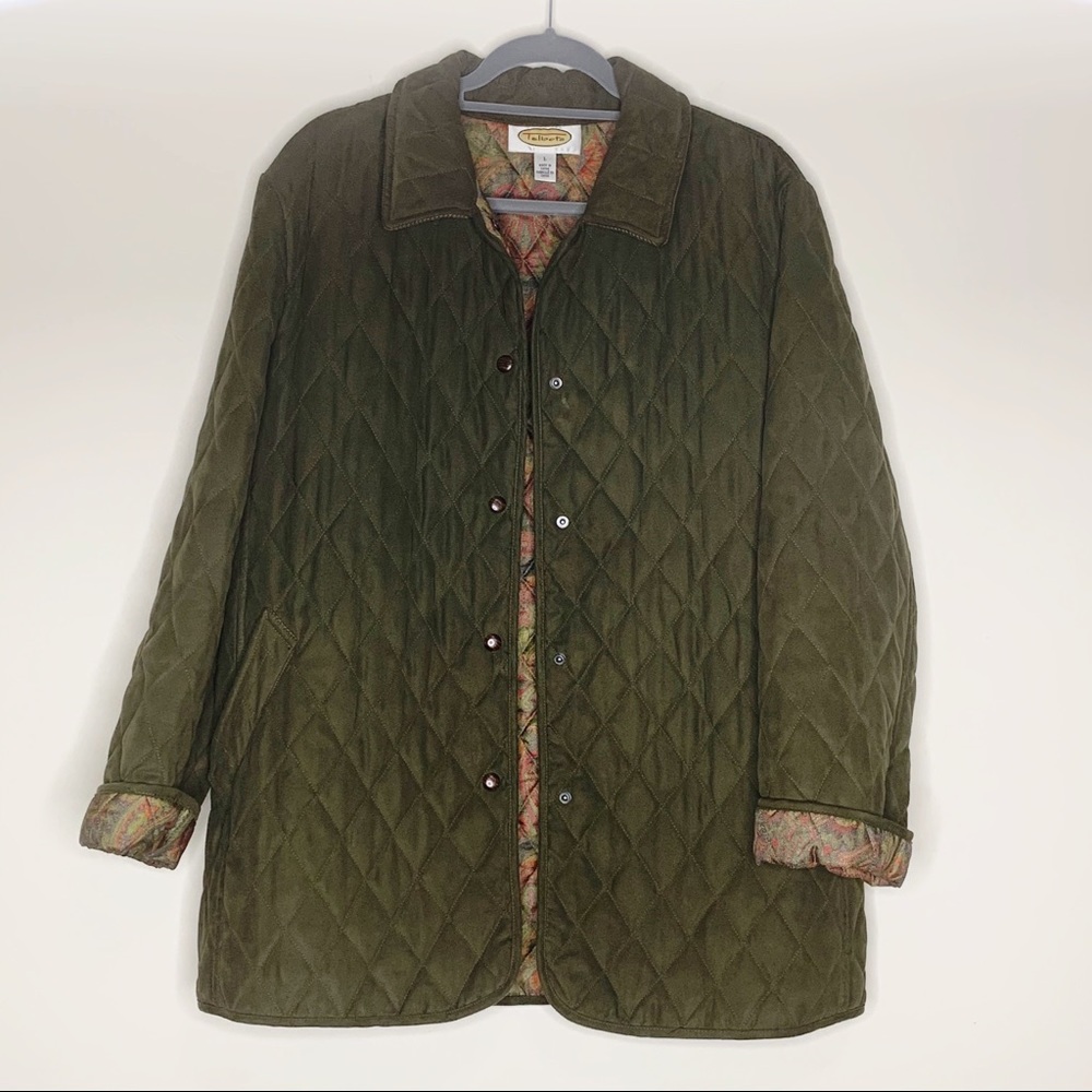 Talbots Quilted Paisley Print Lined Coat Large